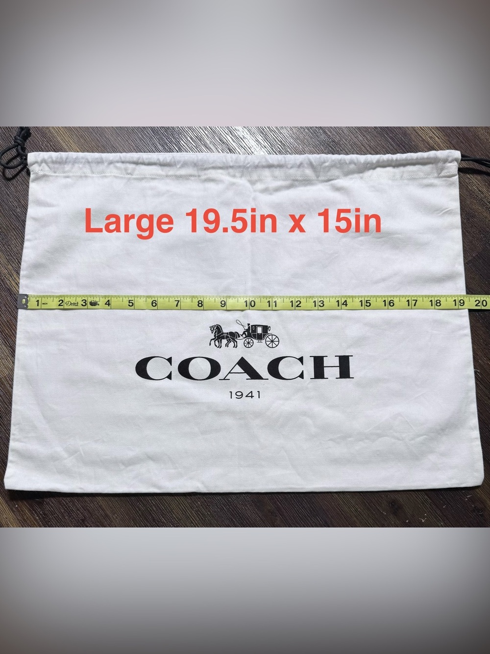 COACH 1941 Cotton Dust Bag with Logo in White and Black LARGE 19.5in x 15in EUC